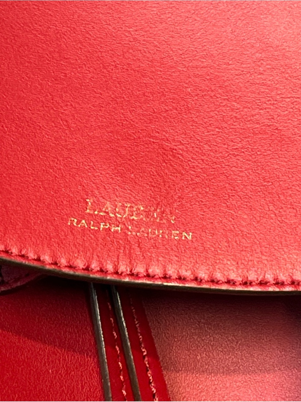 Ralph Lauren Red Leather Backpack with Gold Hardware - Picture 2 of 11